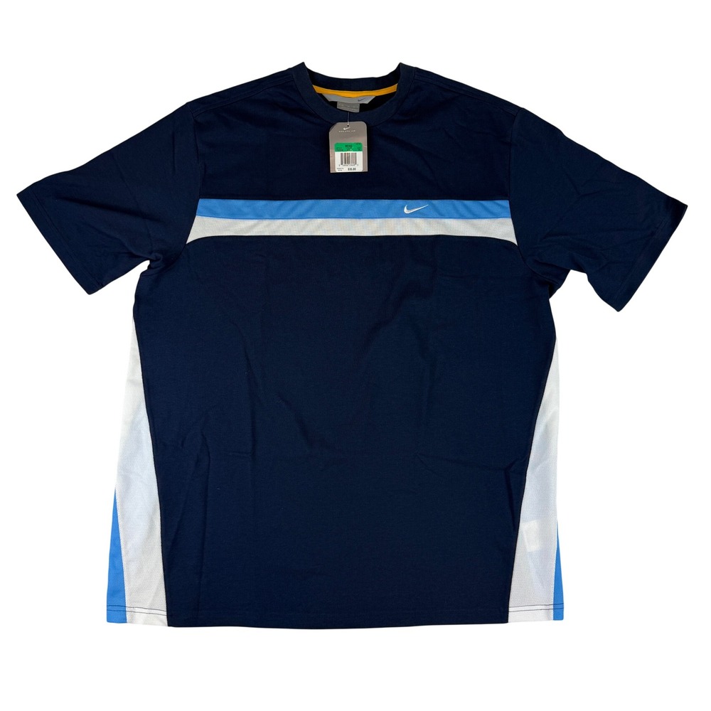 Nike T-Shirt Mens XL Navy Blue Colorblock Mesh Side Panels 193248-452